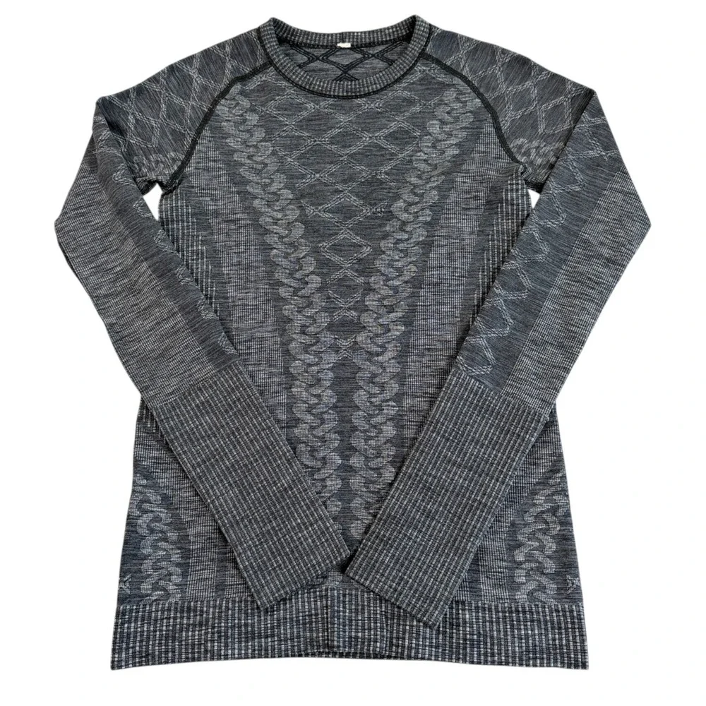 Lululemon Womens Rest Less Pullover Sz 4‎ Seamless Thumbholes Running Midlayer